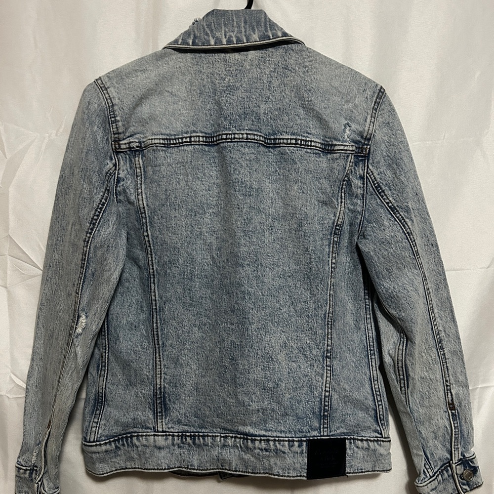 Abercrombie Denim Jacket S Light Wash Y2K Trucker Distressed Streetwear - Picture 2 of 6